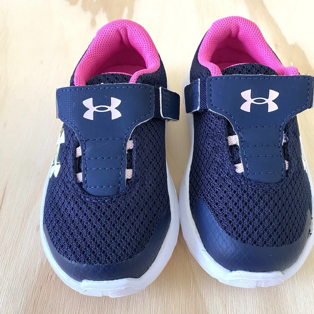 Under Armour Toddler Girls Navy & Pink Tennis Shoes Size 5K NWT